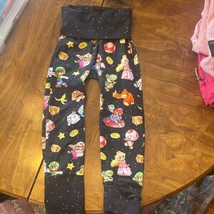 Mario Print Black Leggings fits 2t-6 adjustable